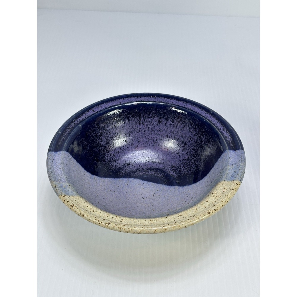 Kathy Goos Art Studio Handmade Pottery Bowl Stoneware Signed K Goos Purple Blue